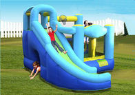 PVC Tarpaulin Inflatable Amusement Park , Blue / Red Mini Bouncer With Slide